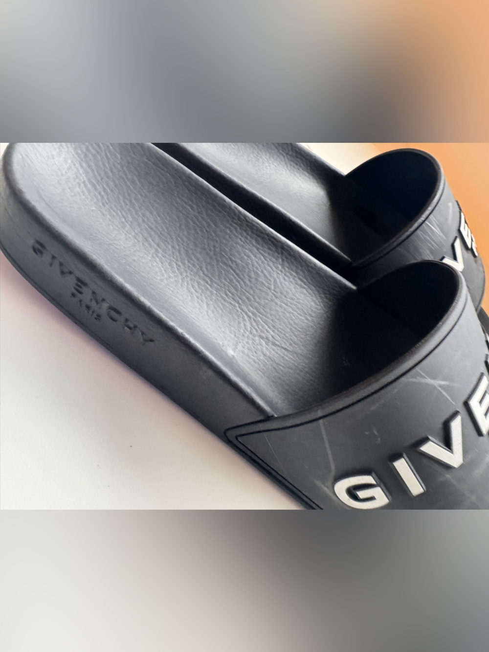 Givenchy Paris Logo Rubber Slides - Black/White - Picture 4 of 5